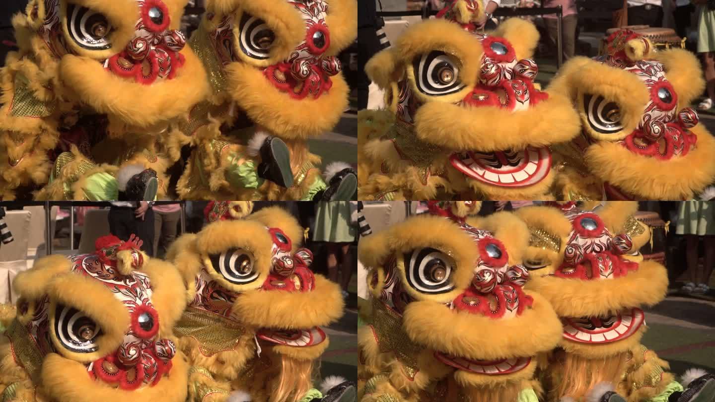 中国的狮子在农历新年表演。