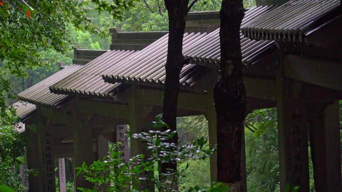 0039下大雨    寺院长廊  建筑