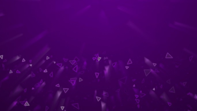 紫色抽象运动背景、闪亮和闪烁的光束、三角形粒子、模糊动画，是数字、互联网连接、商业、艺术和工艺、技术