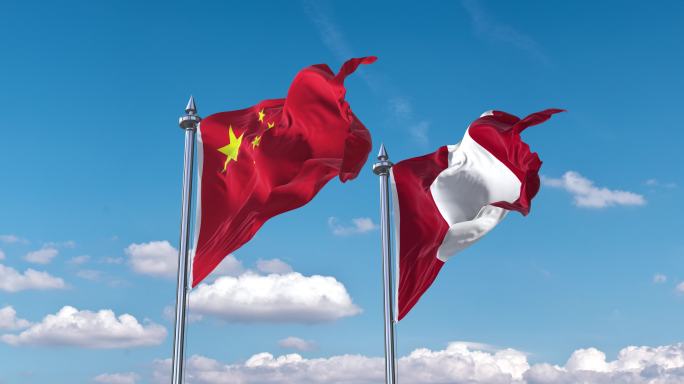 中国- 秘鲁国旗
