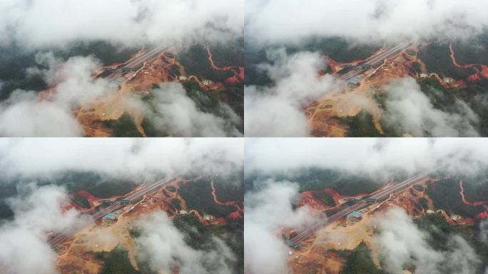 雨后农村山林云雾