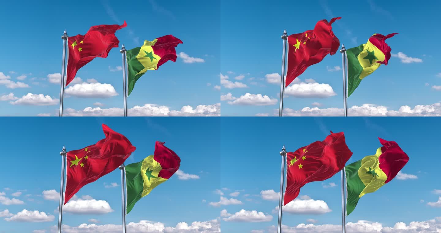中国- 塞内加尔国旗