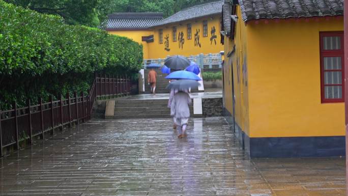 0009寺院  建筑  下大雨