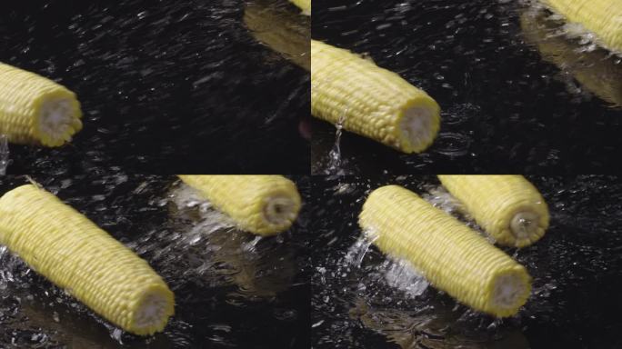 玉米相撞水花飞溅