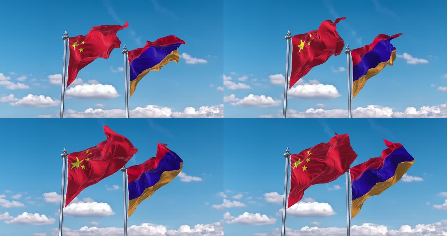 中国- 亚美尼亚国旗