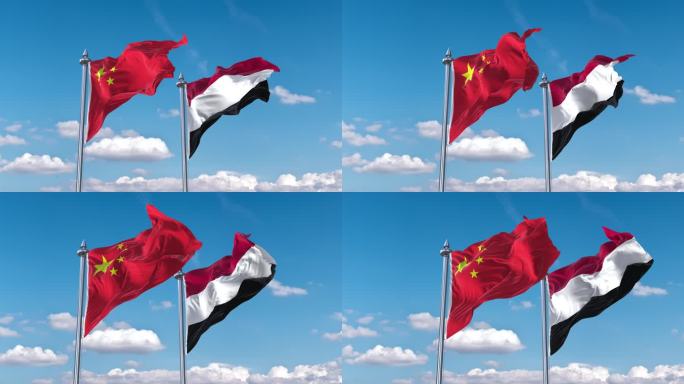 中国- 也门国旗