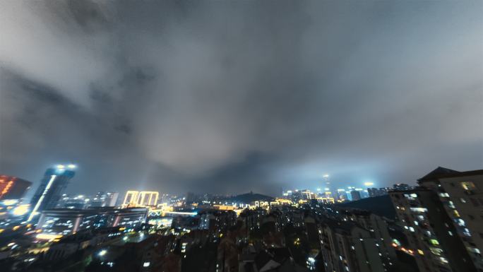 城市夜景台风来袭暴雨将至