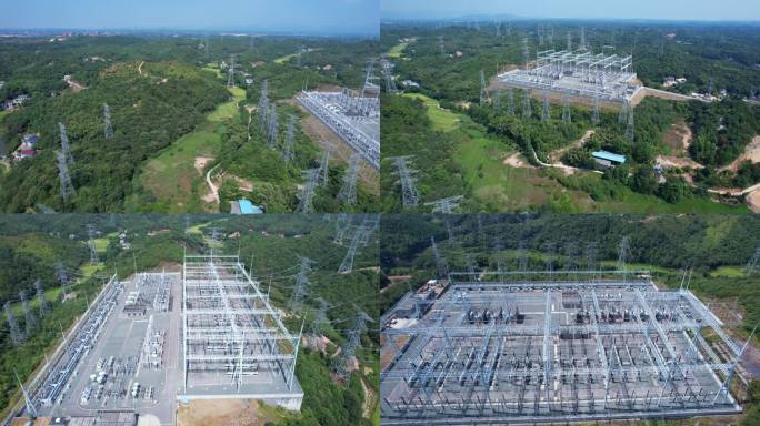 5.4K1000千伏特高压变电站航拍空镜