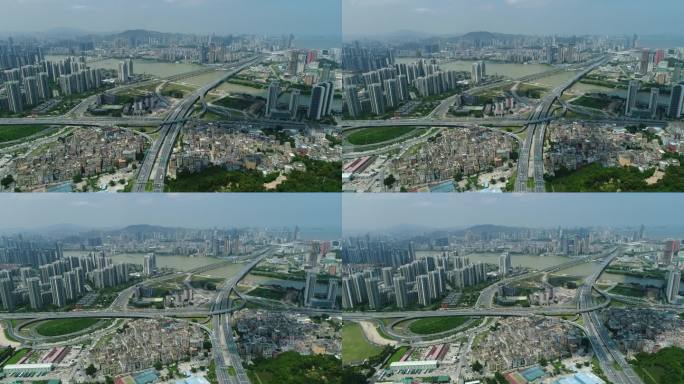 珠海  拱北 立交桥 交通 航拍 轻轨站