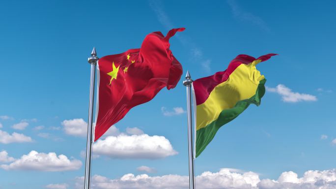 中国- 玻利维亚国旗