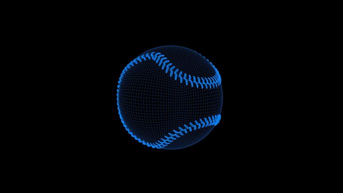 4k蓝色全息科技线框棒球素材带通道