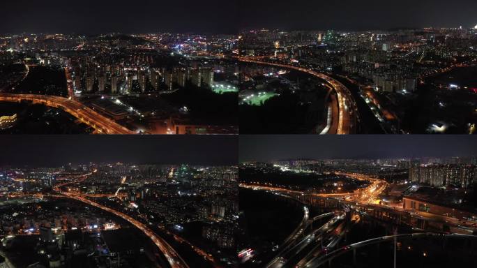 城市道路夜景航拍