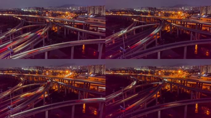 城市立交桥夜景延时摄影
