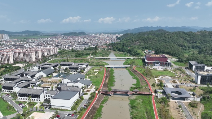 航拍浙江绍兴诸暨枫桥经验枫桥学院建筑集镇