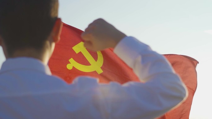 入党誓词宣誓入党党旗飘扬红色教育共产党员