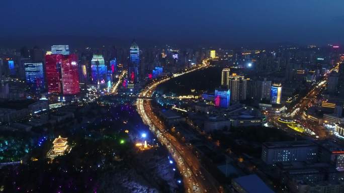 航拍乌鲁木齐西大桥夜景五