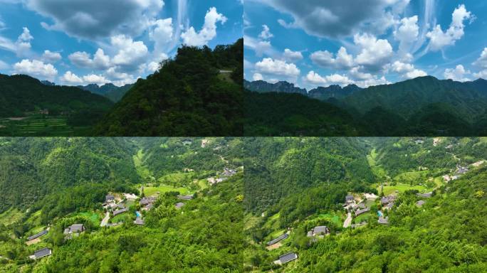 4K航拍张家界武陵源山脉乡村风景2