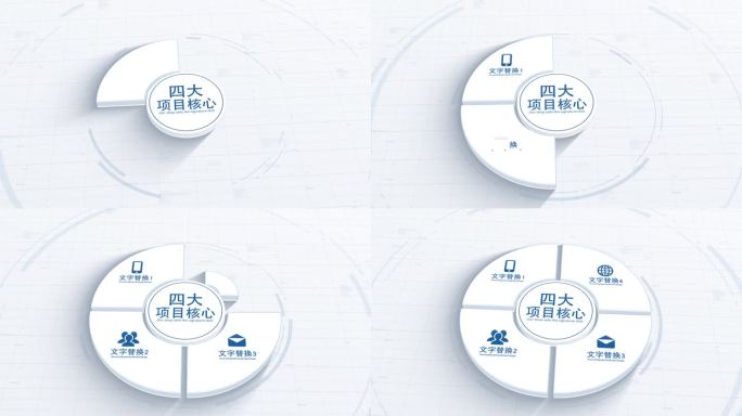 无插件-4大白色简洁分类轮盘分类饼状分类