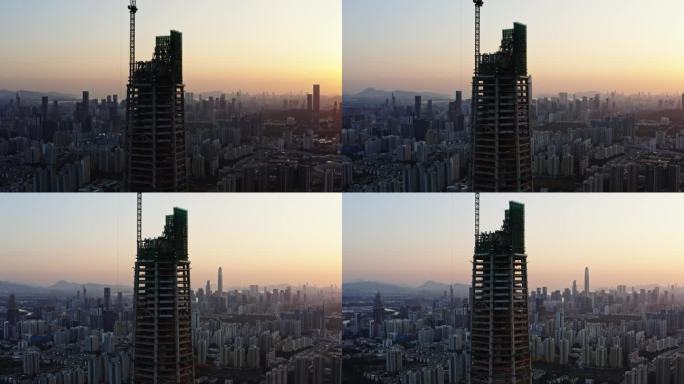 深圳罗湖建设中的高楼航拍
