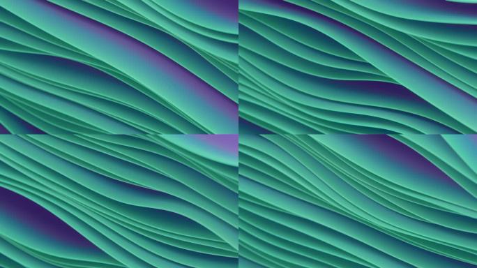 迷幻波背景，具有潮流梯度。3d渲染彩色数字无缝循环动画。液体流动效应。4K，超高清分辨率