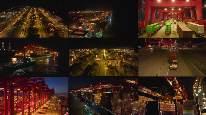 【4K60帧】上海洋山深水港夜景航拍