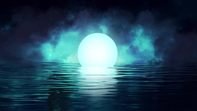 水上飘浮的月亮唯美背景