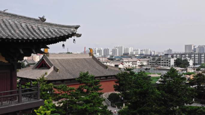 山西大同华严寺古建筑航拍