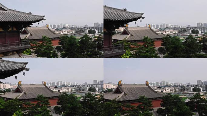 山西大同华严寺古建筑航拍