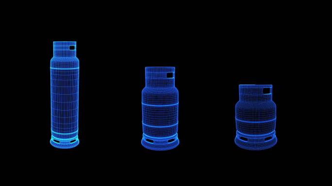 蓝色全息线框科技储气罐多款素材带通道