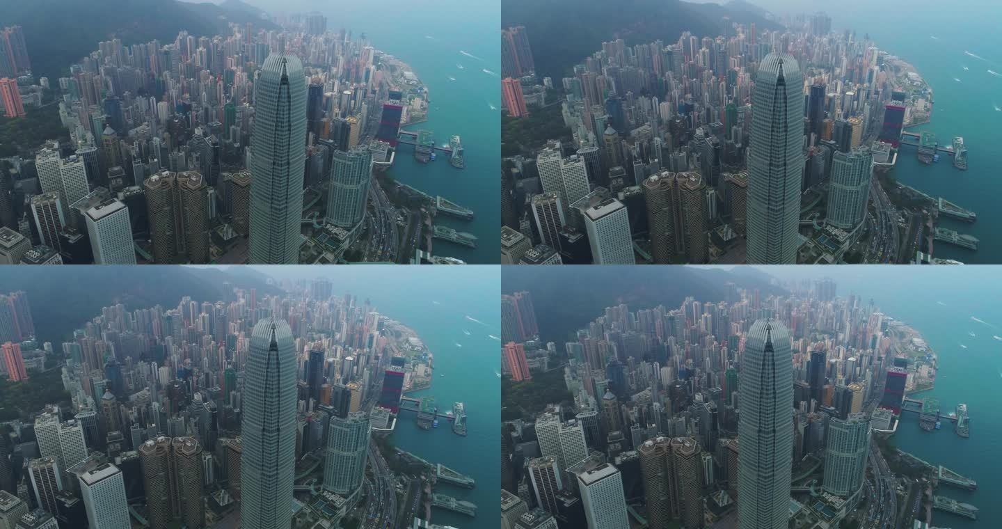 4K香港中环IFC楼群航拍