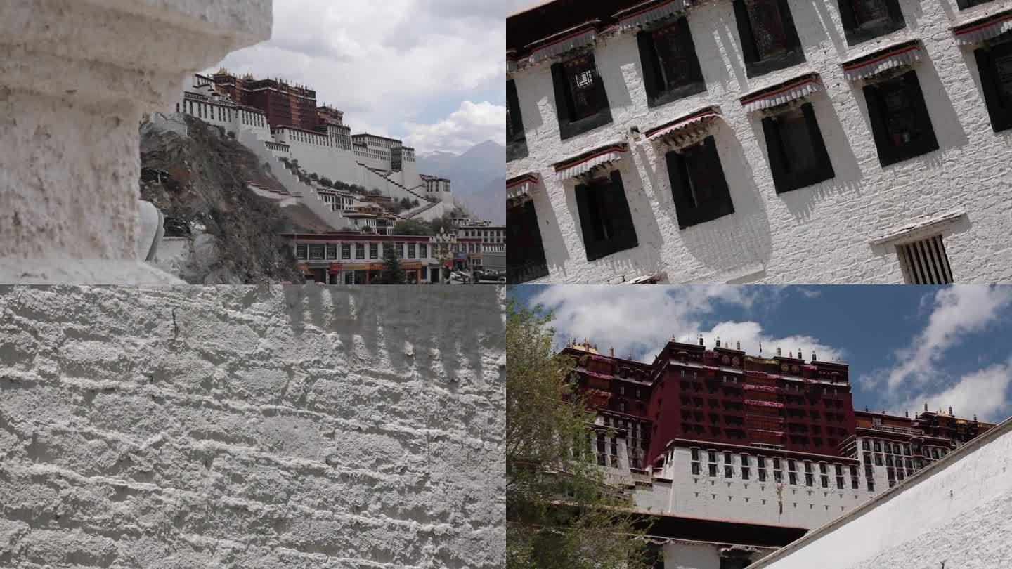 西藏拉萨布达拉宫的远景和特写素材