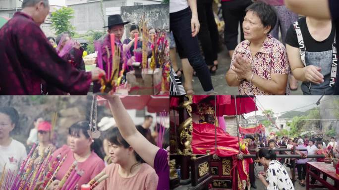 闽南老人庙会拜拜祭祀祭祖