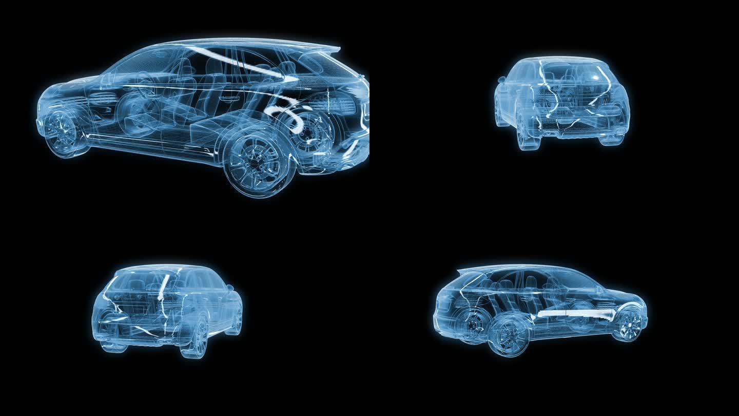 透视全息保时捷卡宴动画透明通道素材