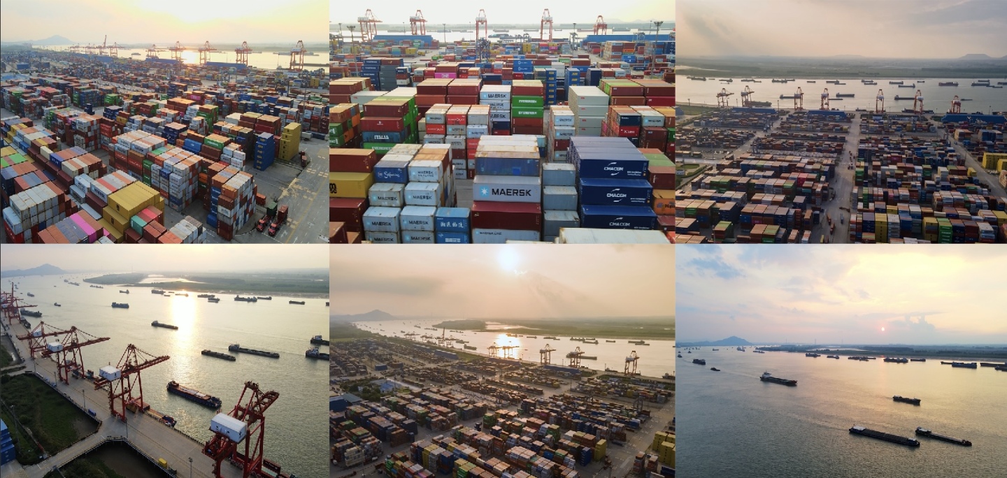 港口码头物流运输航运长江集装箱智慧物流