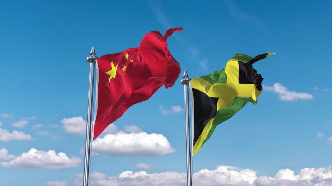 中国- 牙买加国旗