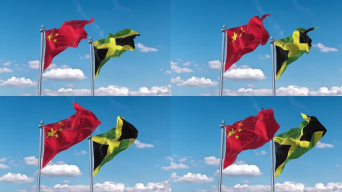 中国- 牙买加国旗