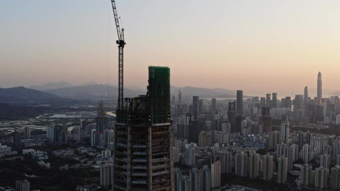 深圳罗湖建设中的高楼航拍