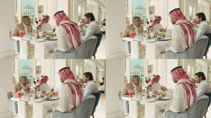 沙特商务同事享用清淡午餐