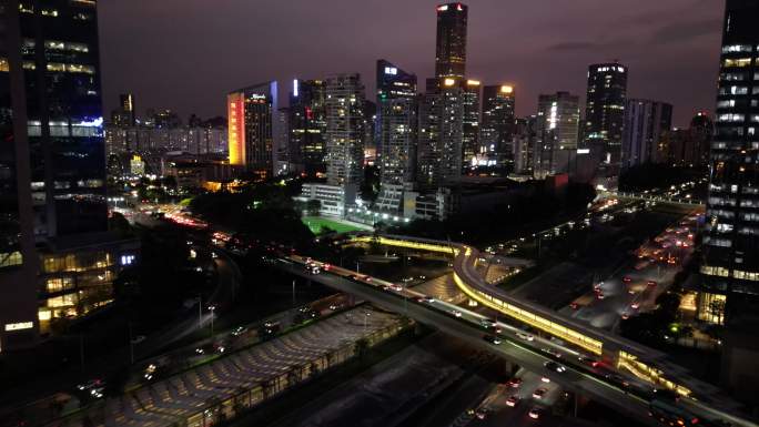 深圳滨海科苑立交夜景航拍