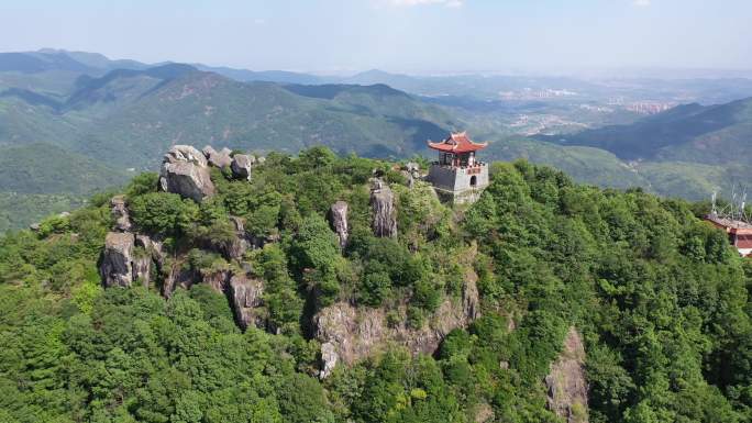 泉州仙公山航拍地藏王菩萨殿地藏殿山顶阁楼