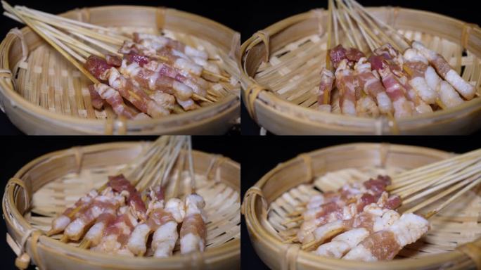 猪五花肉串小串肉串钵钵鸡炸串烤串美食