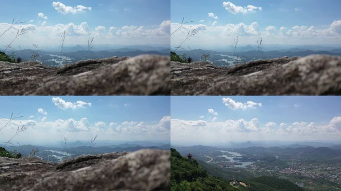 山上上升看风景山顶起飞镜头