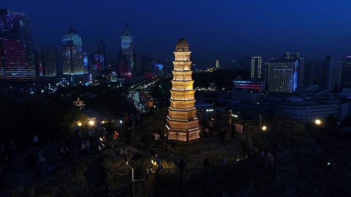 航拍乌鲁木齐红山公园夜景二