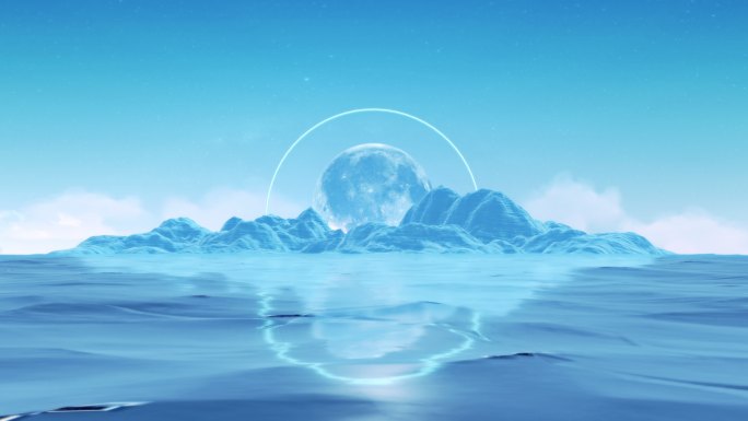 冰上满月的幻想海平面