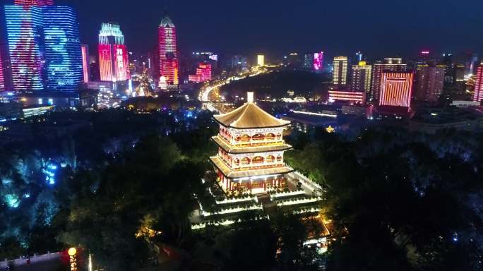 航拍乌鲁木齐西大桥夜景十