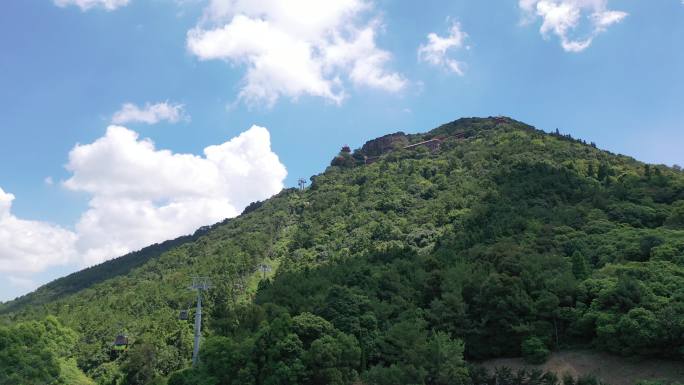 泉州山峰仙公山航拍山顶缆车风景森林山脉