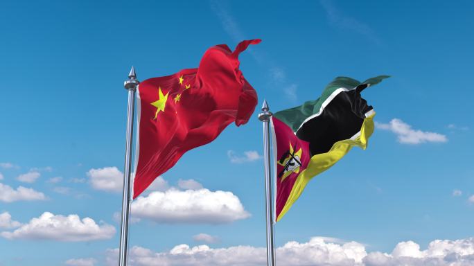 中国- 莫桑比克国旗