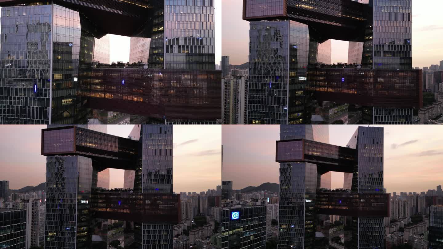 深圳南山腾讯滨海大厦夜景航拍