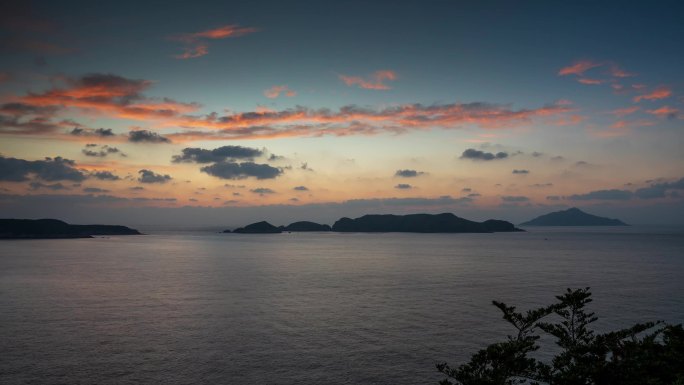 东极岛庙子湖朝霞日出