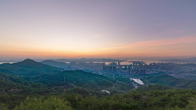 大气日出延时厦门海沧